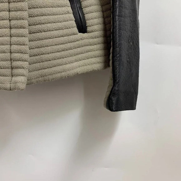 Iro Women's Mullen‎ Combo Rib Knit Leather Sleeve Moto Jacket Size 42/XL - Picture 6 of 13